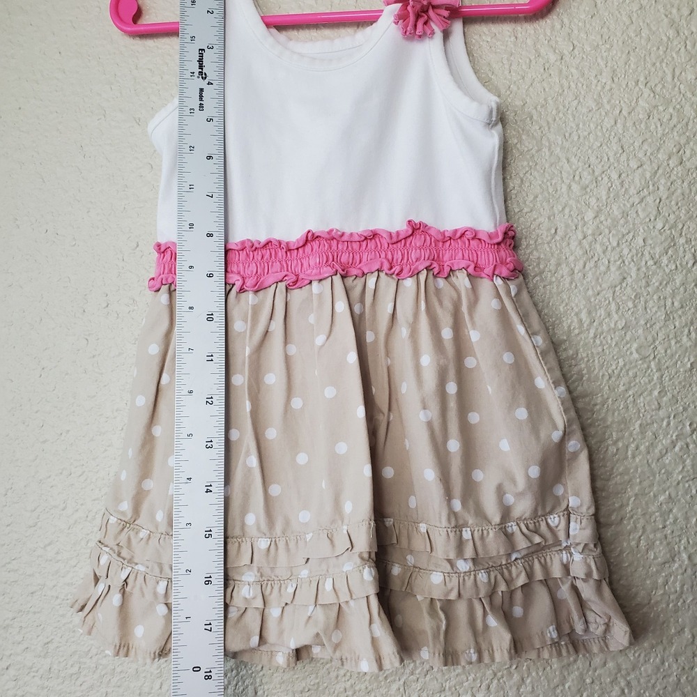 Cherokee dress girls 18 months white and beige sleeveless casual Flower - Picture 4 of 6